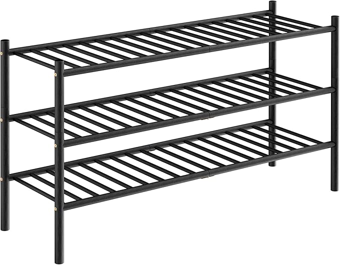 CRAFT 3-Tier Bamboo Long Shoe Rack, Black
