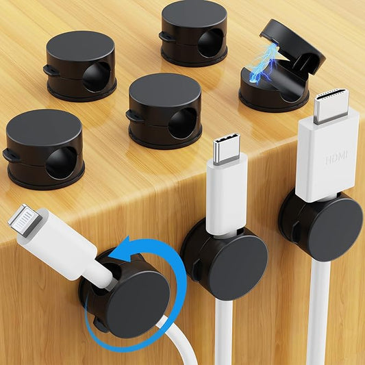 8 Pack Magnetic Cable Clips, Black