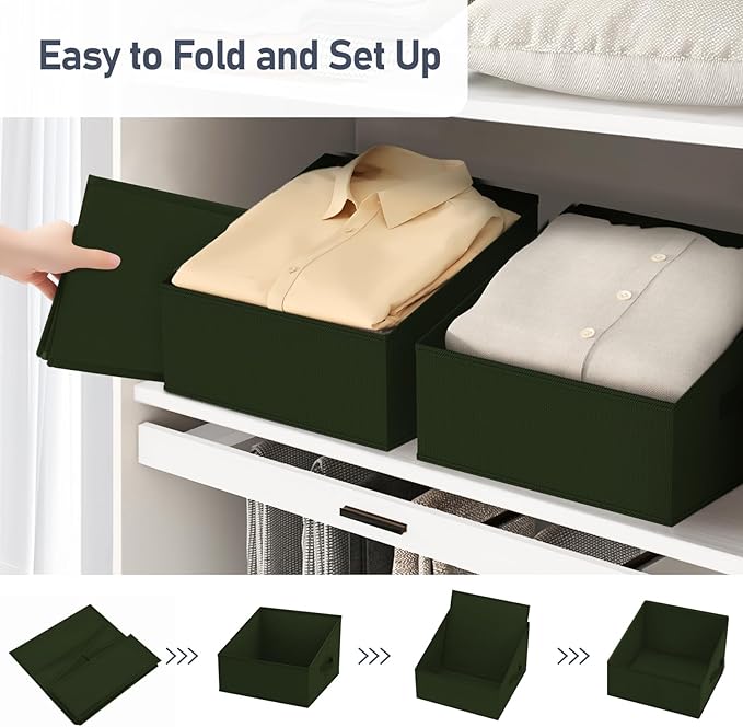 DIMJ Closet Storage Bins 10 Pack - Fabric Storage Baskets for Shelves, Collapsible Clothes Organizer with Handles, Trapezoid Shelf Organization Storage Cubes for Purse, Toys, Books, Towel, Clothes