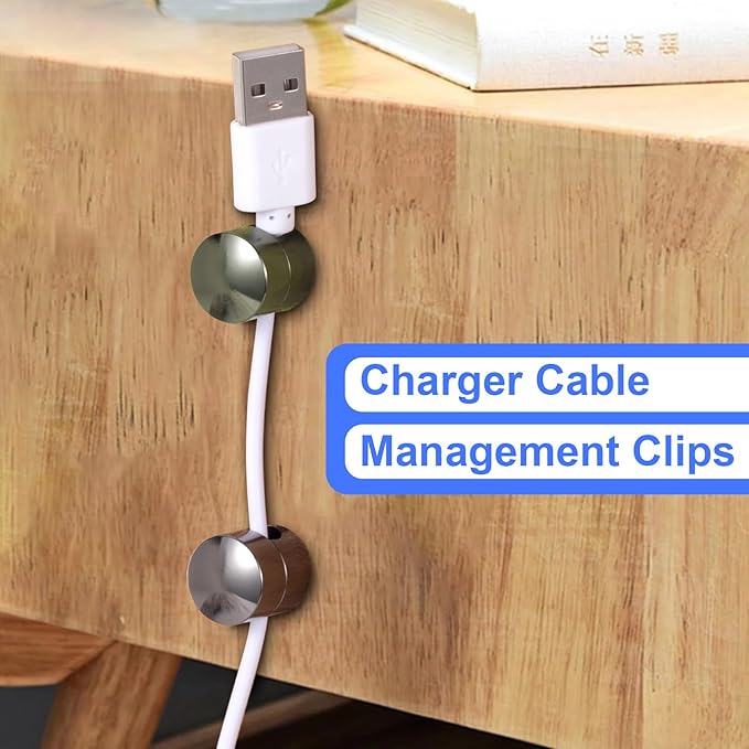 SmallCat 3 Sets Charger Holders for Cords, Gold/Silver/Antique Copper Adjustable Cable Anchor Holders, Adhesive Metal Cord Clips, Cable Management Wire Organizers for Desk, Office, Nightstand