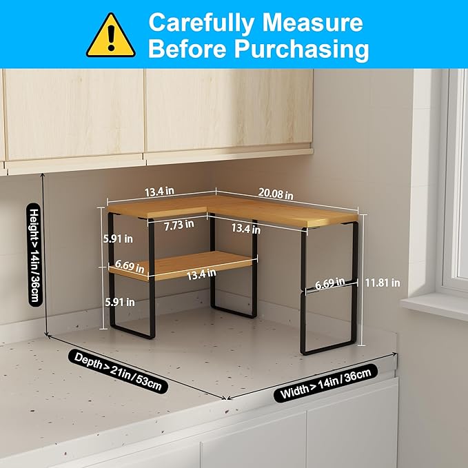 Countertop Organizer Corner Shelf, Bamboo