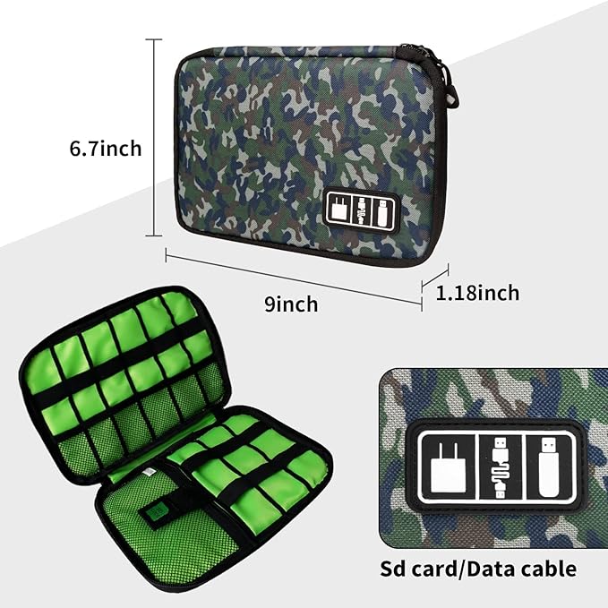 Electronics Travel Organizer, Business -Camouflage Green