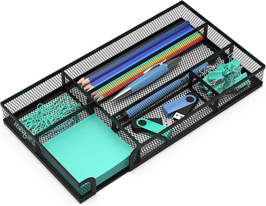Desk Drawer Organizer, Small Metal Mesh Drawer Organizer Tray
