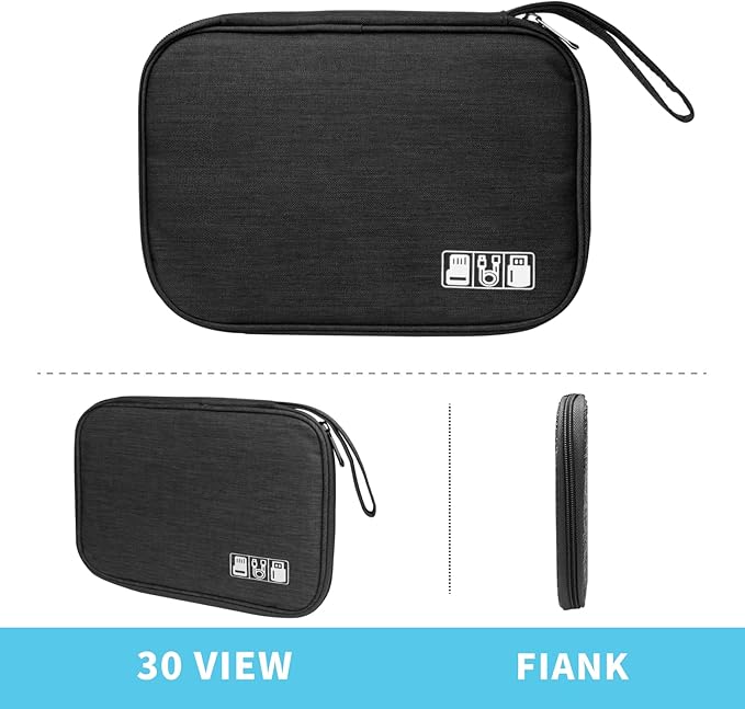Lcsmaokin Electronics Organizer Travel Case,Electronic Accessories Storage Bag,Portable Waterproof Cable Organizer Bag,Travel Cord Organizer Bag for Small Charging Cord Storage,Cables,SD Card (Black)
