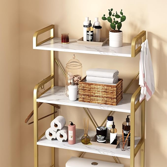 Over The Toilet Storage Rack with 3-Tier Shelves, Space Saver Toilet Shelf