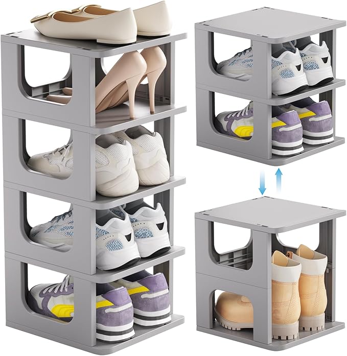 HAIXIN 5-Tier Shoe Rack - Durable Space Saving Shoe Storage Stand for Closet, Entryway, Hallway, Dorm, Bathroom - Grey