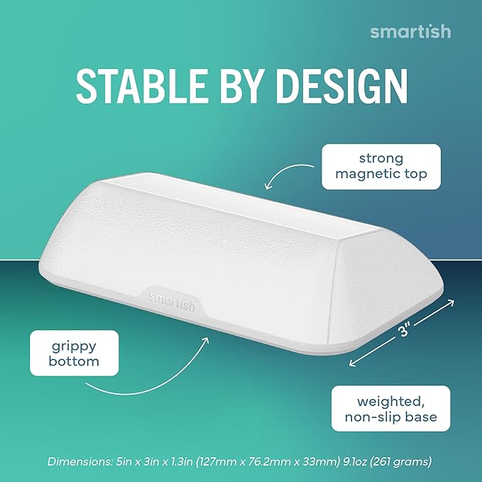 Smartish® Magnetic Cord Holder - Bigger Cable Wrangler Organizer with Magnet Clips for Charger Management on Desktop, Nightstand - Holds 6+ Cables - Snow Day White