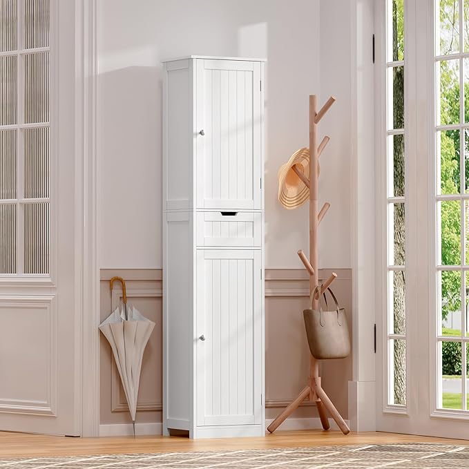 67" Tall Bathroom Cabinet, Storage Cabinet with 2 Doors & 1 Drawer