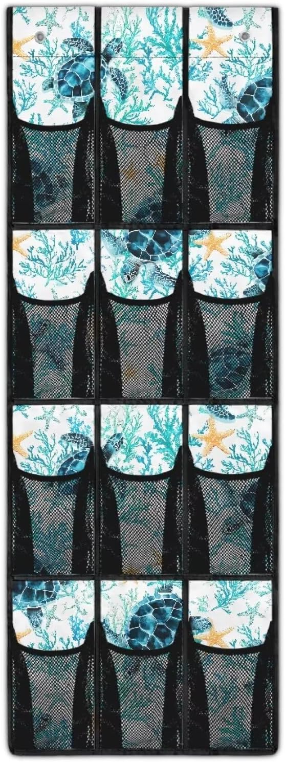 Blue Sea Turtle Behind The Door Shoe Organizer