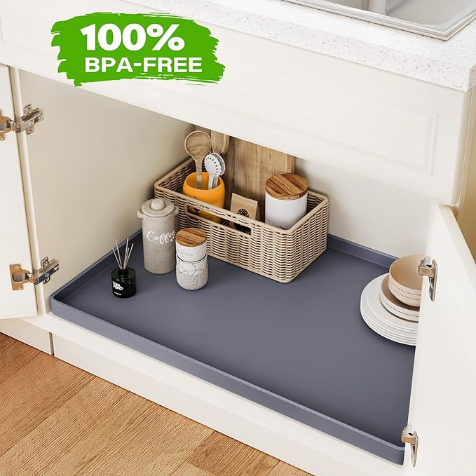 Waterproof Under Sink Mat 37" x 19" Shelf Liner for Kitchen and Bathroom