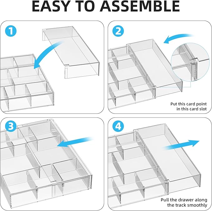 Expandable Desk Drawer Organizer, Clear