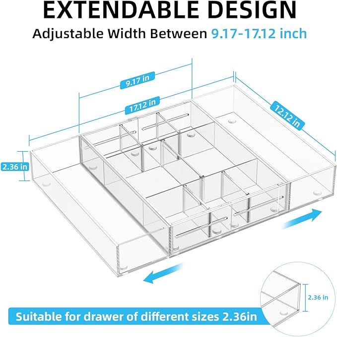 Acrylic Expandable Drawer Organizer, Makeup & Vanity