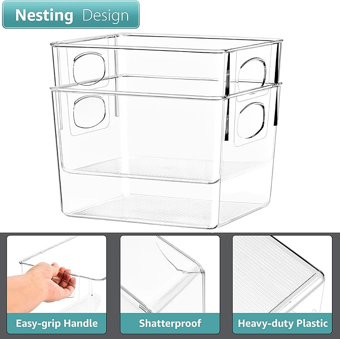 8 Pack Medium Clear Plastic Storage Bins