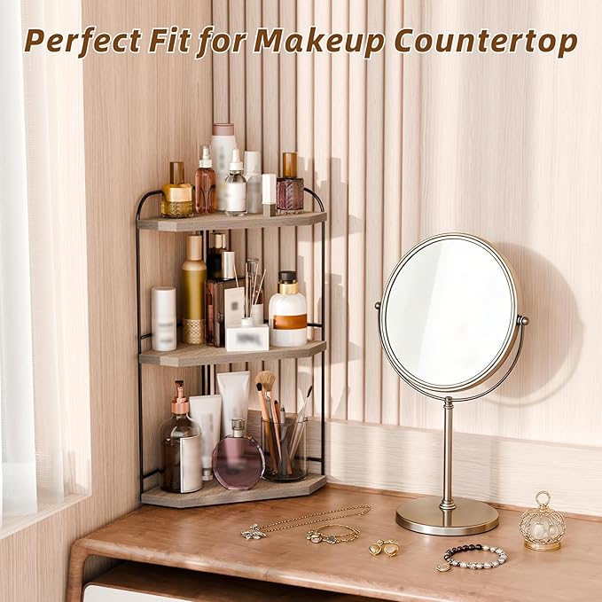 Corner Bathroom Counter Organizer, Grey