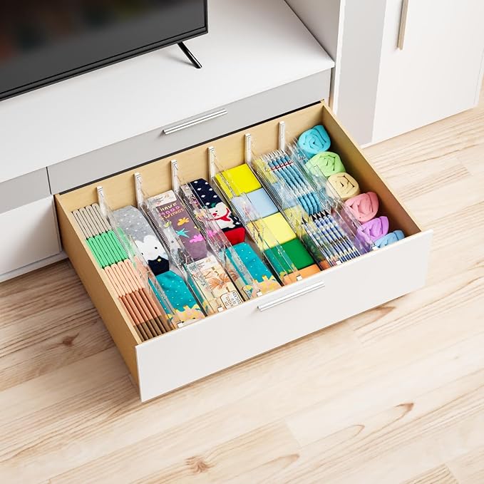 5 Pack 6 Inch Tall Acrylic Drawer Divider for Clothes-Expandable from