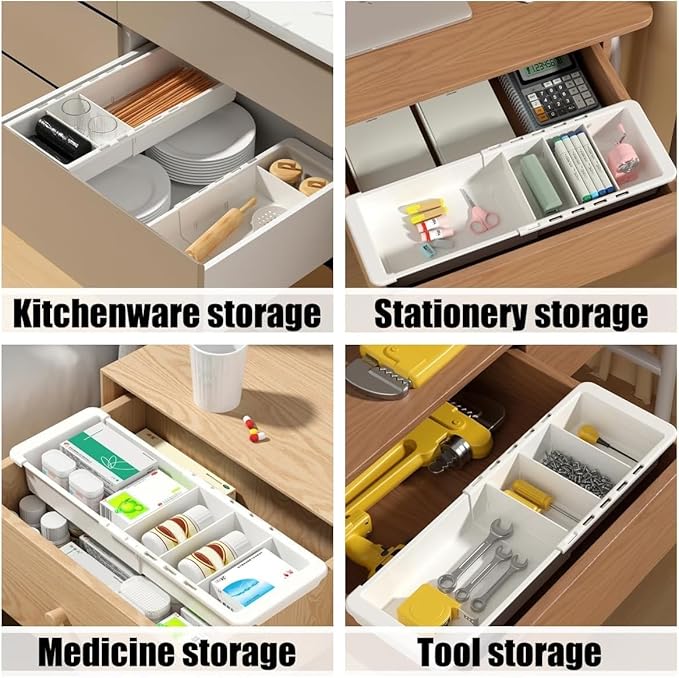 Sliding Drawer Tray with Adjustable Dividers