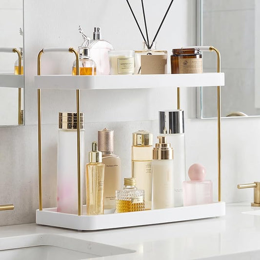 2-Tier Bathroom Countertop Organizer, Gold