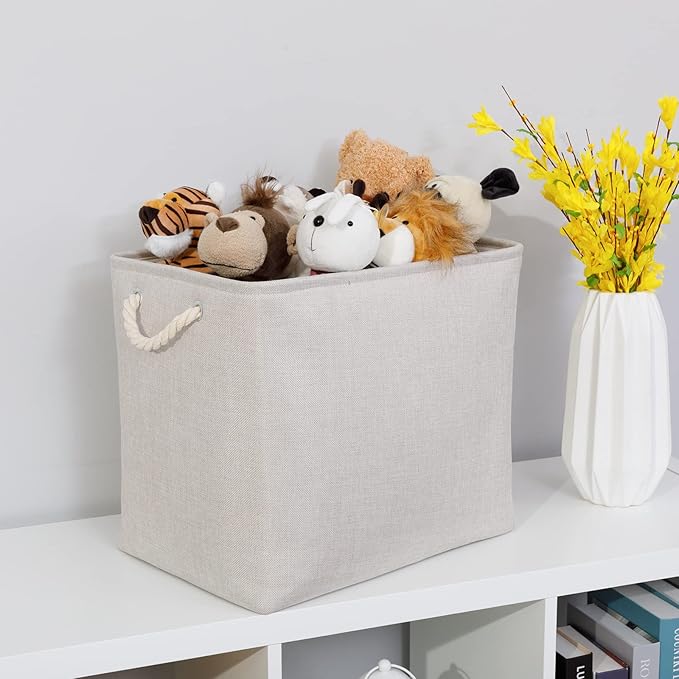 Bidtakay Fabric Beige Baskets Extra Large Organization Baskets for Clothes Set