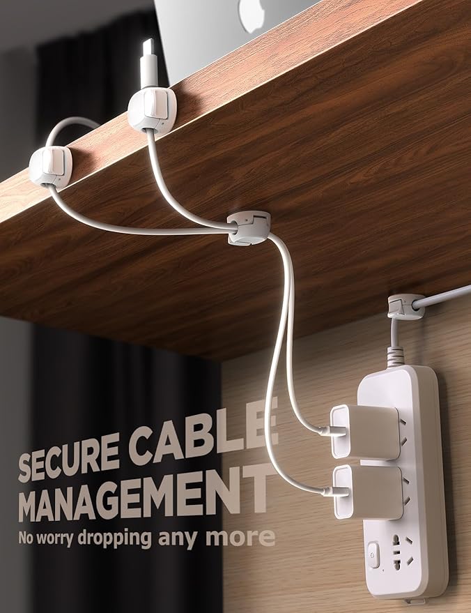 8Pack Cord Organizer [Dual Spring & Clasp] [Max Stability] Cable Clips