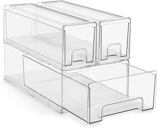 1 Medium & 2 Small Clear Stackable Storage Drawers