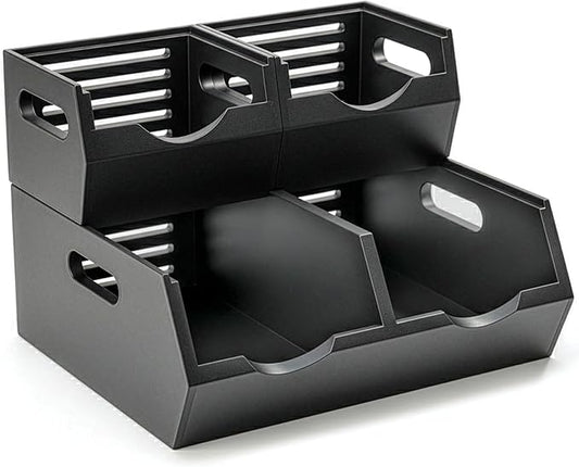Stackable Solid Wood Storage Bins for Pantry & Countertop, Black
