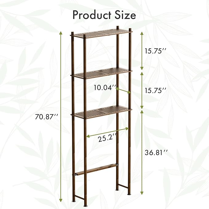 Bamboo Over The Toilet Storage Shelf, Walnut Brown