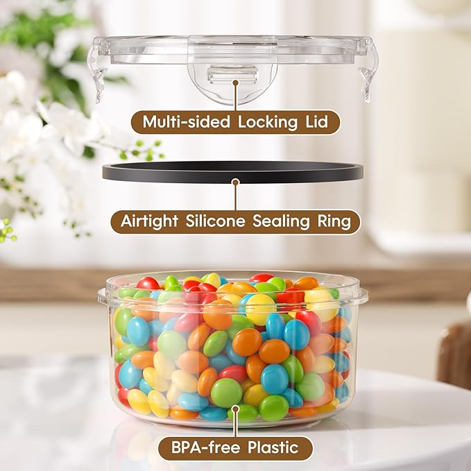 KEMETHY 50 PCS Food Storage Containers with Lids Airtight, Total 629oz, BPA-free, Food-grade, Eco-friendly Material, Leak Proof Plastic Containers, Microwave/Dishwasher Safe