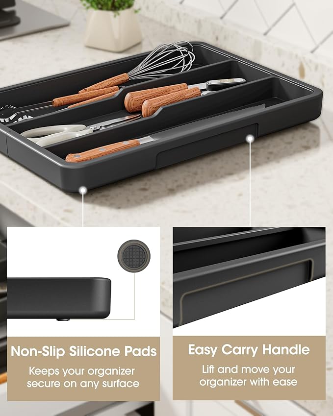 Silverware Organizer, Expandable Kitchen Drawer Organizer, X-Large