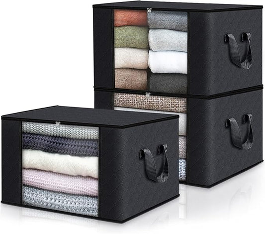 Fab totes Storage Bags, Black,3 Pack