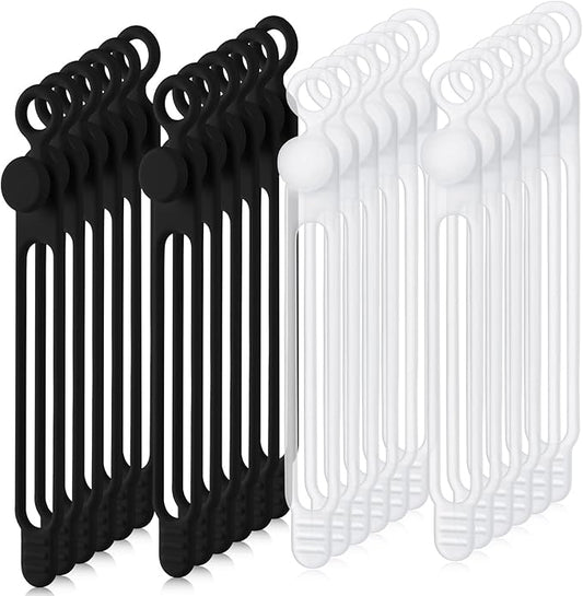 Nuanchu 40 Pcs Silicone Cable Ties Reusable Holder Adjustable Straps Multipurpose Charging Cable Organizer for Fastening Charging Cords Wires (4.17 Inch,Translucent, Black)