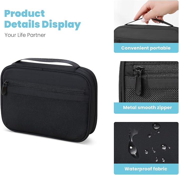Lcsmaokin Electronics Organizer Bag, Portable Cable Organizer Case Travel Electronic Accessories Storage Case - Travel storage bag for Cables, Chargers, Phone, SD Cards - Black