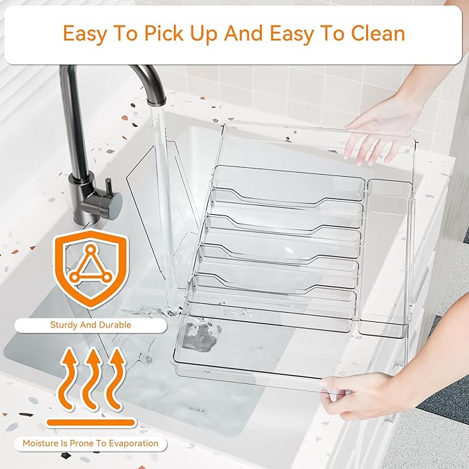 Clear Large Expandable Silverware Organizer and Kitchen Utensil Drawer Organizer