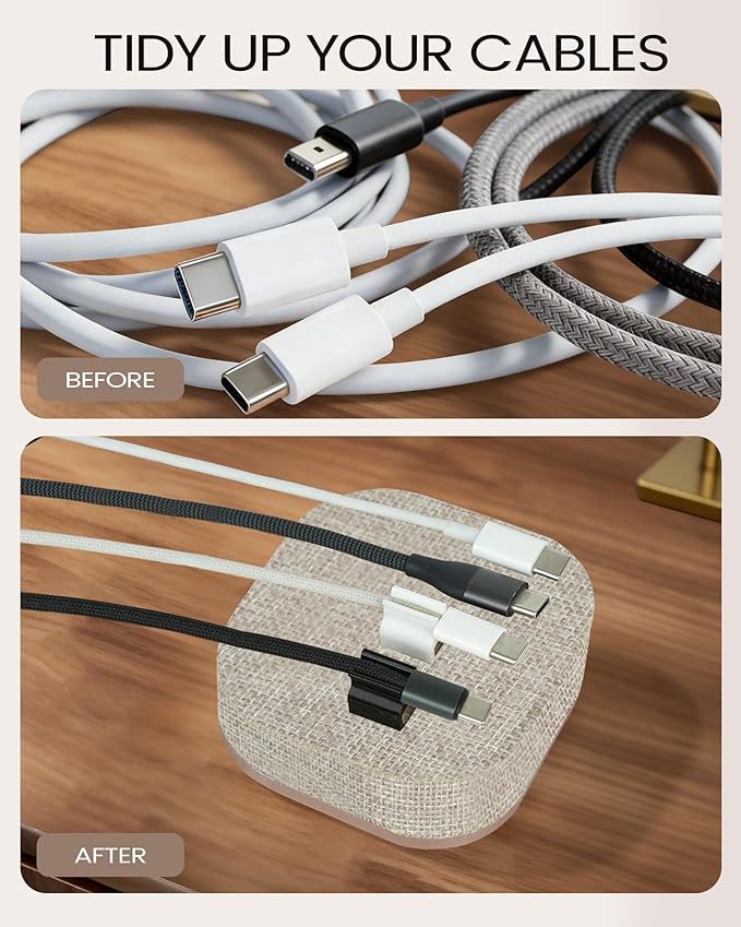 Magnetic Cord Holder, Cable Organizer with 5 Magnetic Clips for Desk & Nightstand Cable Management, Practical Charging Accessory for Home, Office & Gift Giving