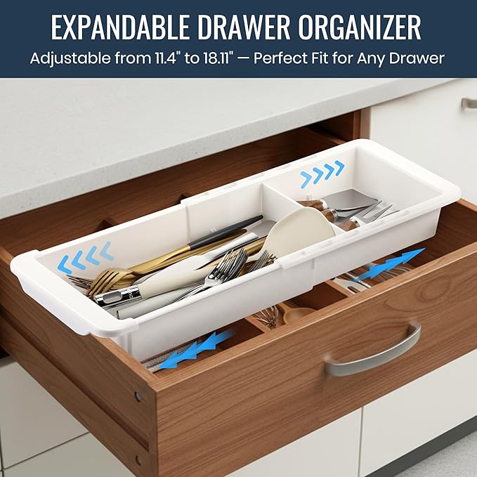 Enhon Expandable Sliding Drawer Organizer for Kitchen Drawers