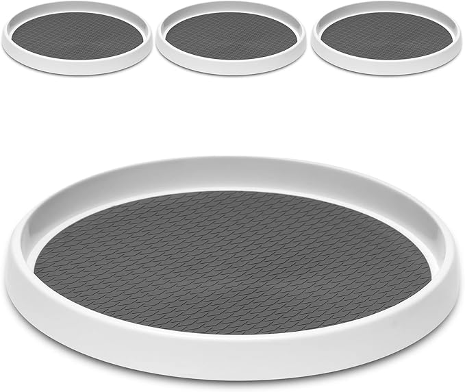 Set of 4, 10 Inch Non-Skid Lazy Susan Organizers, Turntable Rack for Cabinet