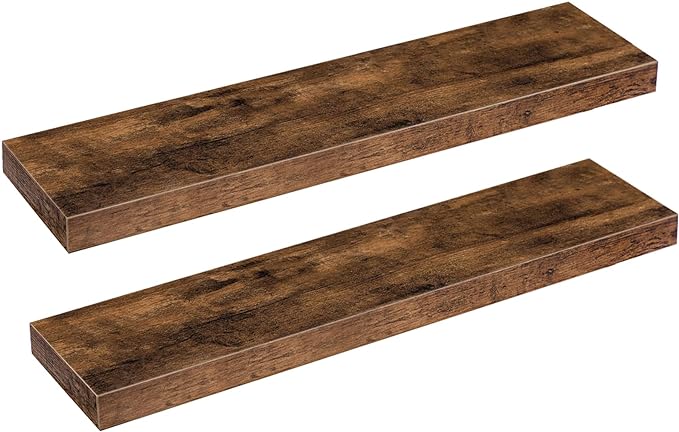 Floating Shelves for Wall, Wall Mounted Shelf Set of 2, Rustic Brown BF80BJP201