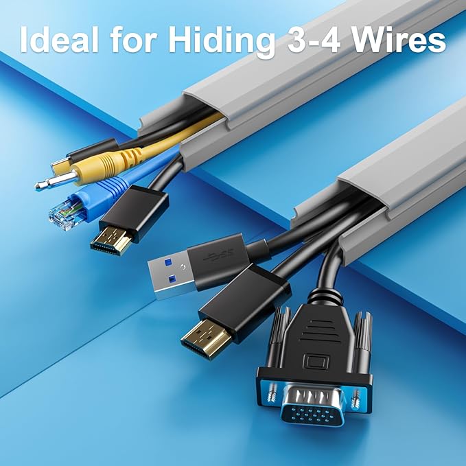 TV Cord Hider, 42In Large Cable Hider Grey, Wire Covers for 4 Cords