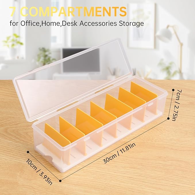 PAVSTINE Clear Cable Organizer Box with Lid, Plastic Charger Cable Cord Storage Organizer, Office Desk Organizers, Multifunctional Accessories Storage for Home Drawer Office, Stackable, Clear