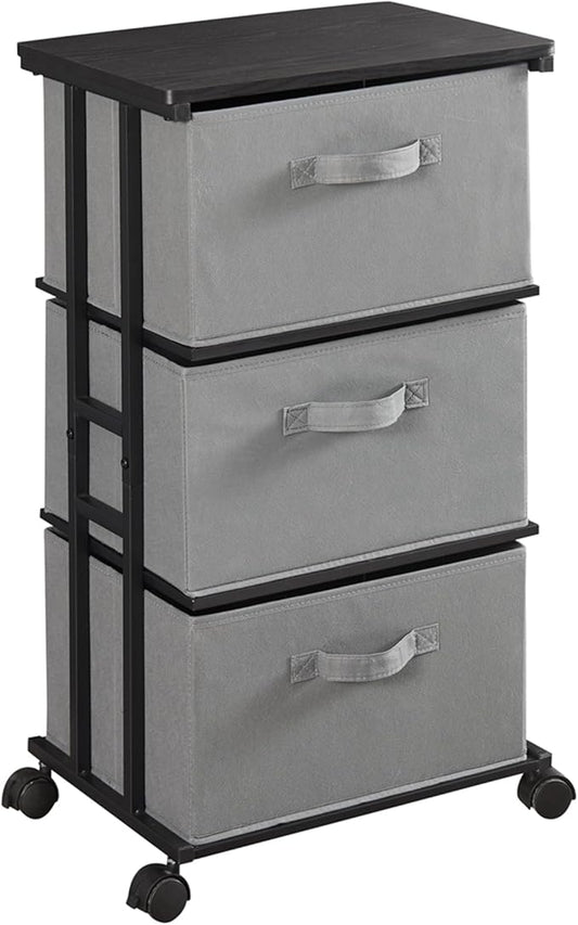 Houser Dresser Tower with 3 Drawers for Bedroom, Grey