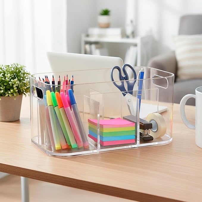 Bliss 5-Compartment Plastic Cosmetics Storage Organizer, Clear