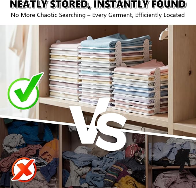 Accenter 10Pc Stackable Closet Organizer & Shirt Folder Board Bundle Tshirt Organizer for Closet Organizers and Storage Clothes Folding Board for Closet Storage Suitable for Lightweight Clothing Black