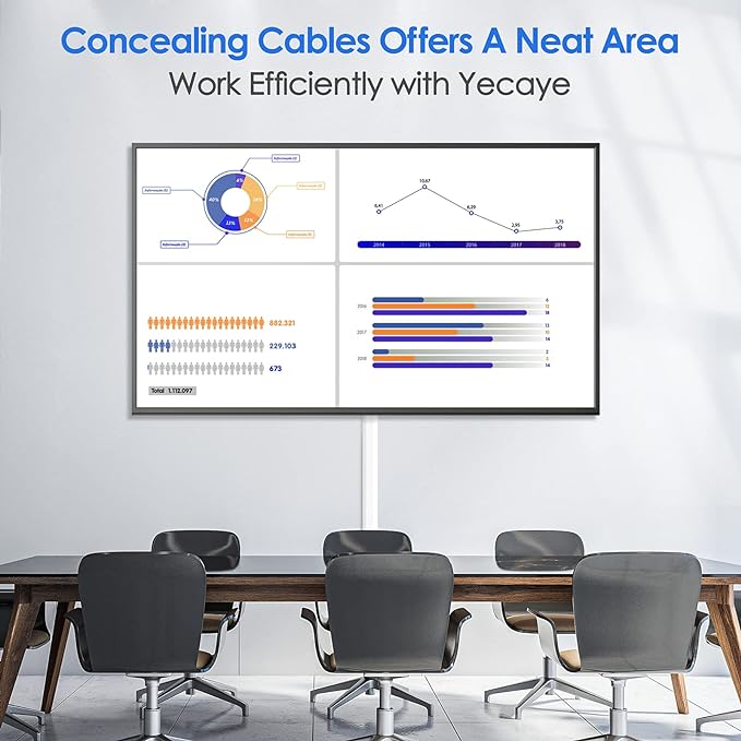 Yecaye 125in Cord Hider, Large Cord Covers for Wires on Wall, Cable Management Kit for Mount TVs, Wire Hider Cable Concealer for Home Office, W1.18in H0.6in, White
