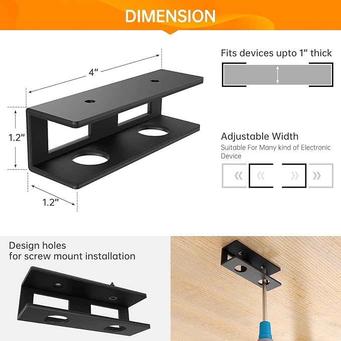 3 PCS Under Desk Laptop Mount with Anti-Scratch Felt Board Under Desk Laptop Holder Tray Durable Under Desk Shelf for Laptop Thick up to 1.15”
