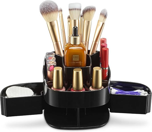 360° Rotating Makeup Organizer for Vanity, Black