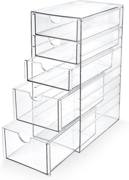 Acrylic Drawer Makeup Organizer with 5 Drawers, Hair Accessories Organizer