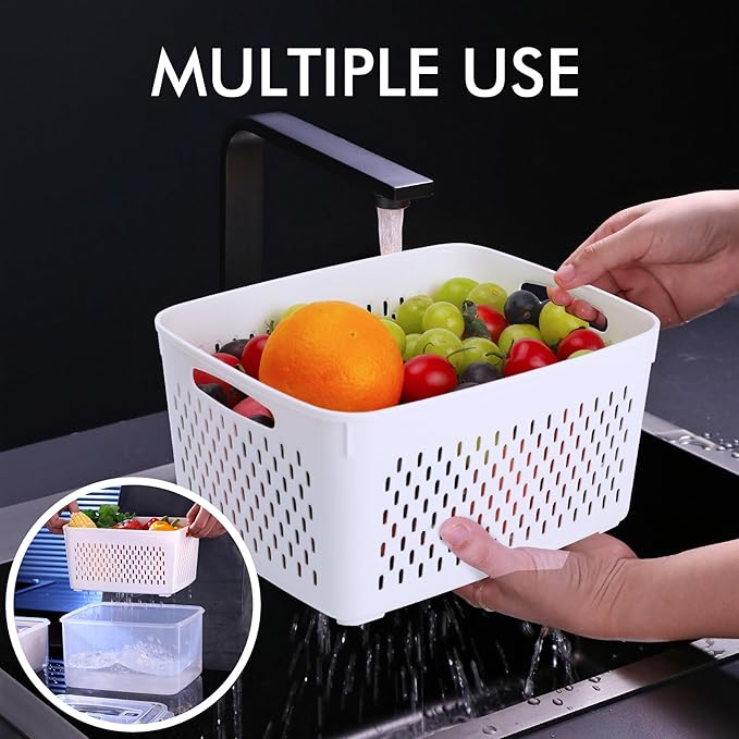 4-Pack Large Fruit Storage Container for Fridge Leak proof with Removable
