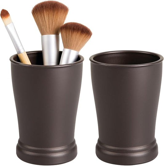Plastic Bathroom Tumbler for Countertop or Vanity Storage, Set of 2, Bronze
