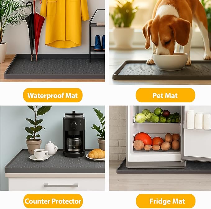 TigeJoy 37" x 19" Under Sink Mats for Kitchen Waterproof, Leak-Proof Silicone Mat Sink Protector and Cabinet Liner, Kitchen Essentials Organizer and Storage, Boot or Shoe Tray, Pet Feeding Mat