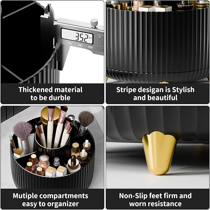 Fanado 360° Rotate Makeup Brush Holder Organizer, Black