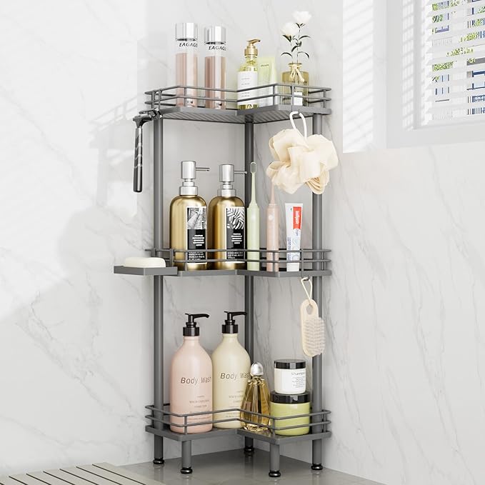 Corner Shower Caddy Standing, Grey